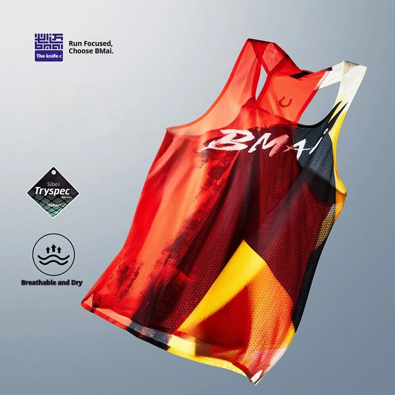 BMAI Summer Breathable Professional Men's Running Vests Competition Tank Top Fitness Marathon Quick-drying Sports Sportswear Men