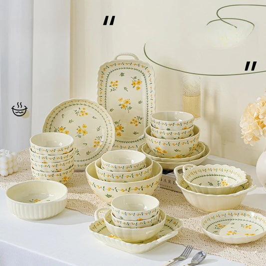 Dishes and Dishes Set Ceramic Bowls and Plates Binaural Bowls Ceramic Tableware Set Dinner Set Pratos De Jantar Teller Prato   1.0   1 Review   ౹   2 sold