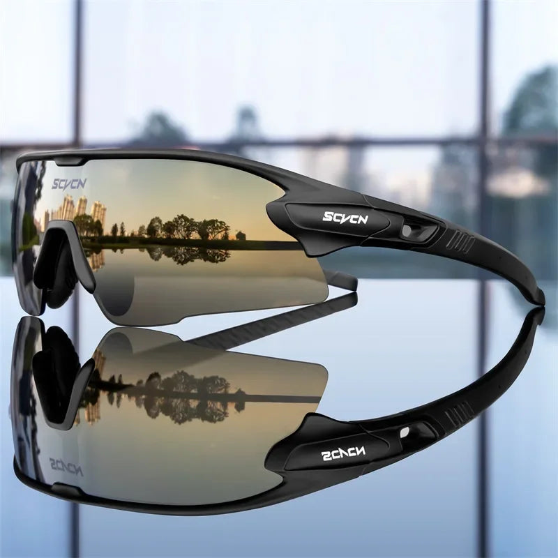 SCVCN New Sports Sunglasses Photochromic Cycling Glasses Mountain Bicycle Goggles MTB Road UV400 Protection Sun Eyewear for Man