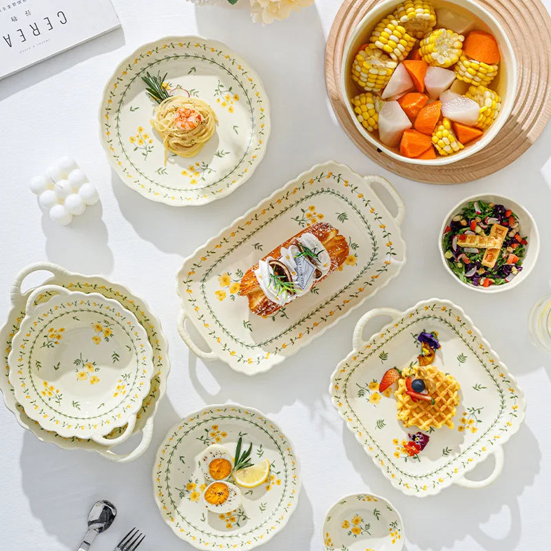Dishes and Dishes Set Ceramic Bowls and Plates Binaural Bowls Ceramic Tableware Set Dinner Set Pratos De Jantar Teller Prato   1.0   1 Review   ౹   2 sold