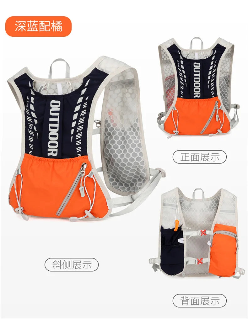 Reflective Running Hydration Vest Cycling Backpack for Outdoor Sports Climbing Hiking Mtb Road Bike - Adjustable Vest Bag