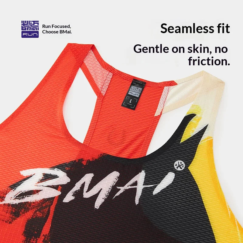 BMAI Summer Breathable Professional Men's Running Vests Competition Tank Top Fitness Marathon Quick-drying Sports Sportswear Men