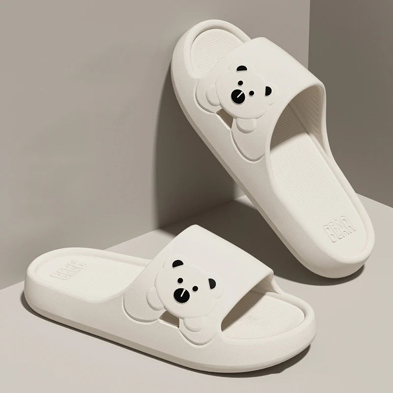 Summer Cartoon Bear Indoor Slippers for Women Lightweight Soft EVA Slides Woman Comfort Home Bathroom Non Slip Slippers