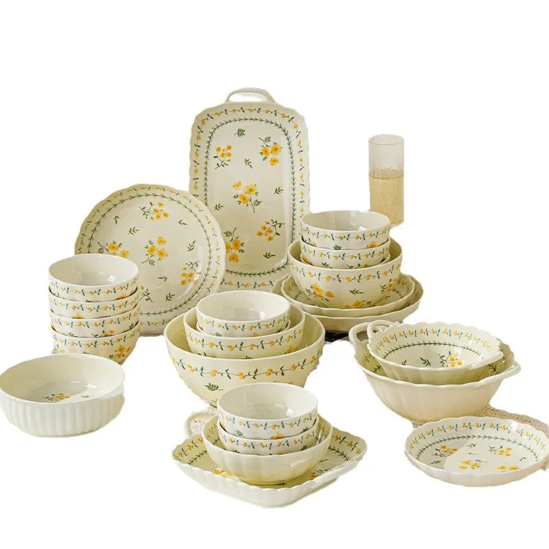 Dishes and Dishes Set Ceramic Bowls and Plates Binaural Bowls Ceramic Tableware Set Dinner Set Pratos De Jantar Teller Prato   1.0   1 Review   ౹   2 sold