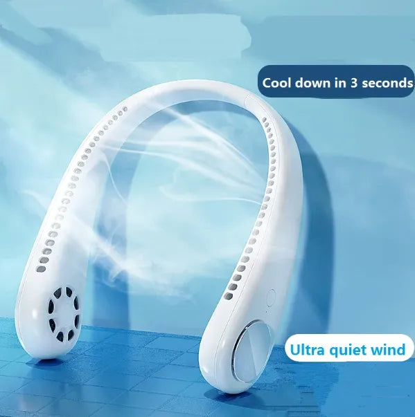 Portable Neck Fan Electric Wireless Fan Rechargeable USB Mini Fan Bladeless Personal Fans Hanging Neck Cooler for Outdoor Sports