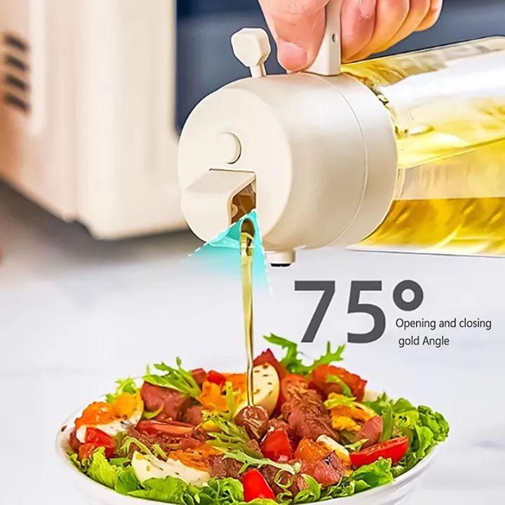 2 in 1 Oil Sprayer Glass Bottle For Cooking Anti Leakage Olive Oil Storage Bottle For BBQ Air Fryer Salad Steak Kitchen Supplies