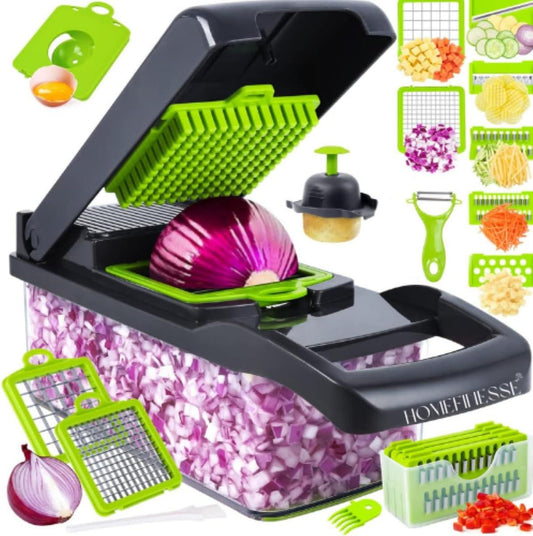 16 IN1 Mandoline Slicer Veggie Food Chopper Vegetable Cutter Tomato Carrot Grater Cheese French Onion Shredders Kitchen Tool